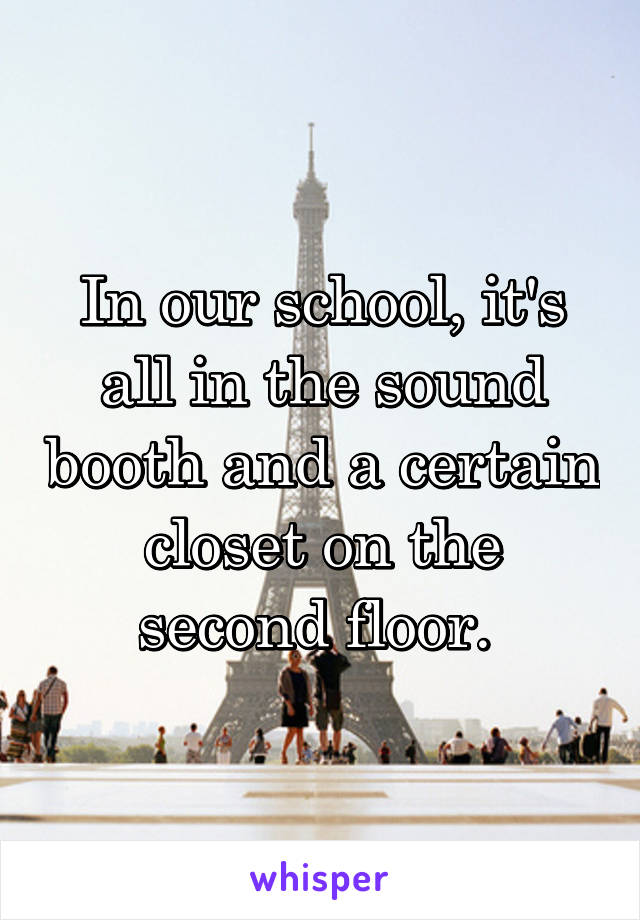 In our school, it's all in the sound booth and a certain closet on the second floor. 