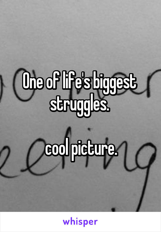 One of life's biggest  struggles. 

cool picture.