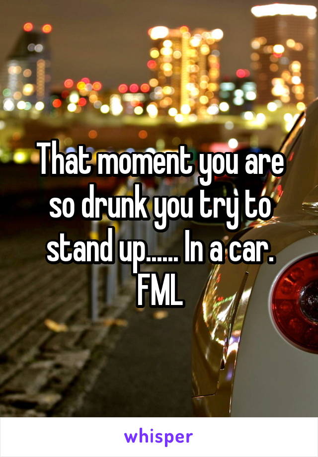 That moment you are so drunk you try to stand up...... In a car. FML