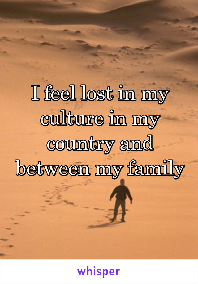 I feel lost in my culture in my country and between my family 