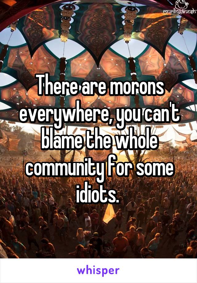 There are morons everywhere, you can't blame the whole community for some idiots. 