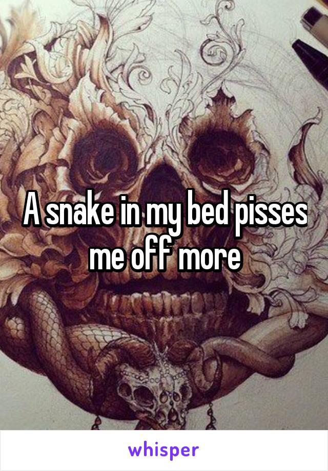 A snake in my bed pisses me off more