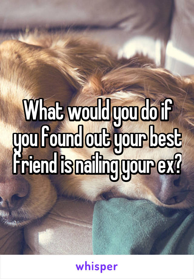 What would you do if you found out your best friend is nailing your ex?