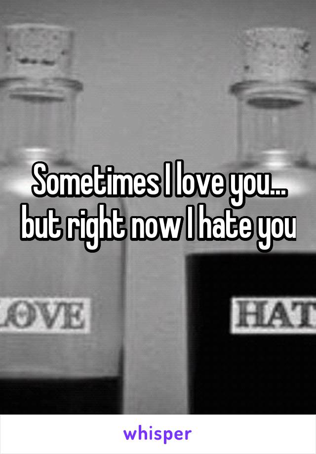 Sometimes I love you... but right now I hate you 