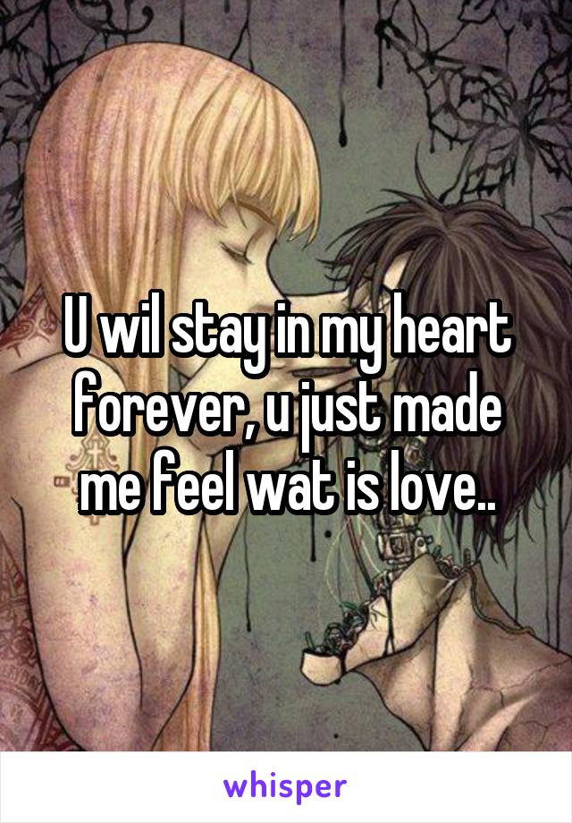 U wil stay in my heart forever, u just made me feel wat is love..