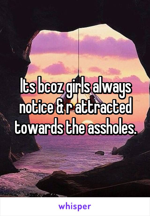 Its bcoz girls always notice & r attracted towards the assholes.