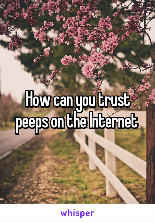 How can you trust peeps on the Internet 