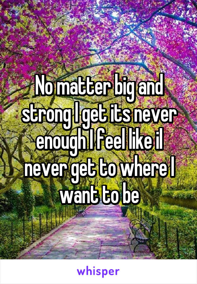 No matter big and strong I get its never enough I feel like il never get to where I want to be