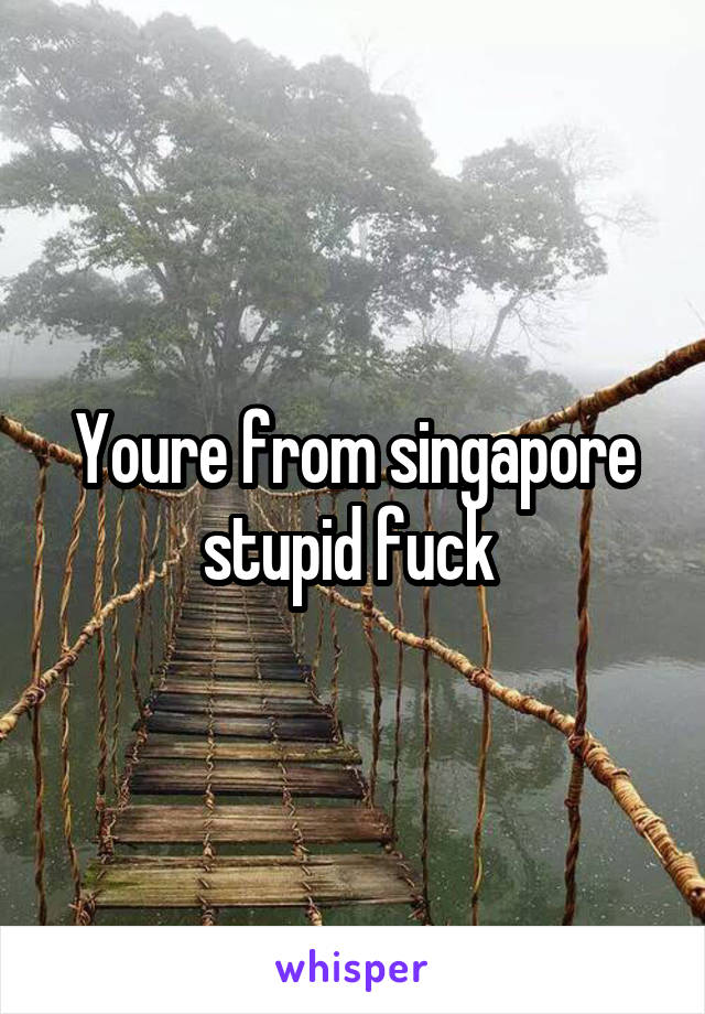 Youre from singapore stupid fuck 