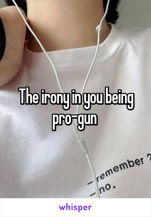 The irony in you being pro-gun 