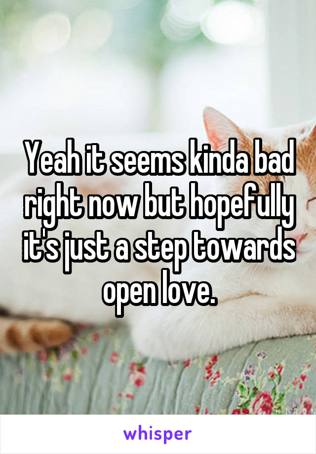 Yeah it seems kinda bad right now but hopefully it's just a step towards open love.