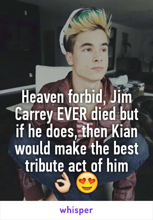 Heaven forbid, Jim Carrey EVER died but if he does, then Kian would make the best tribute act of him 👌😍 