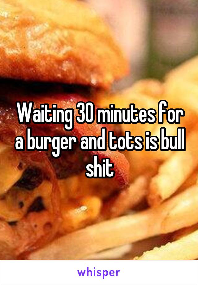 Waiting 30 minutes for a burger and tots is bull shit