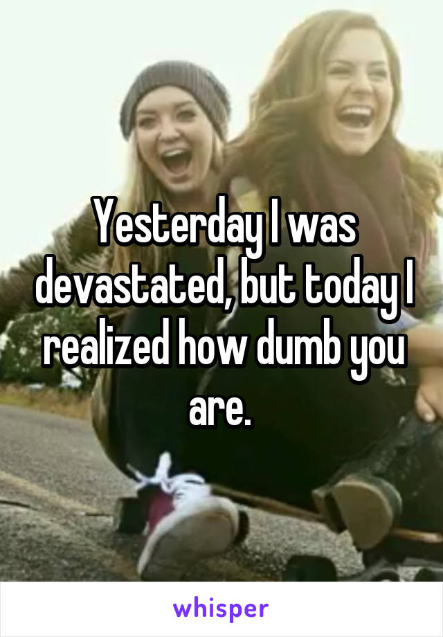 Yesterday I was devastated, but today I realized how dumb you are. 