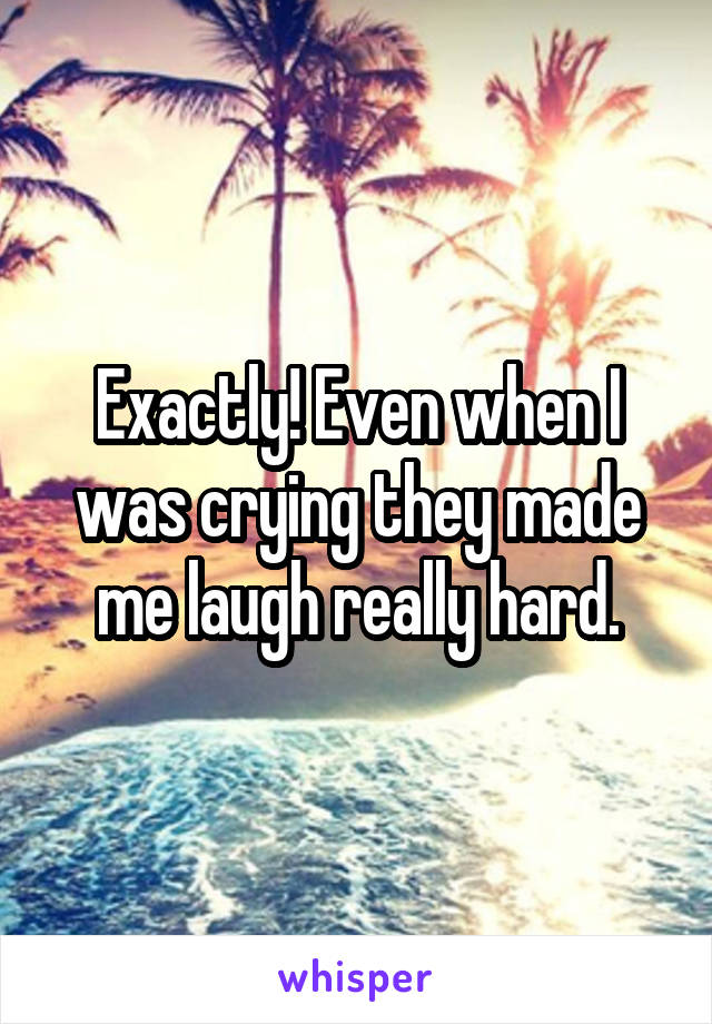 Exactly! Even when I was crying they made me laugh really hard.