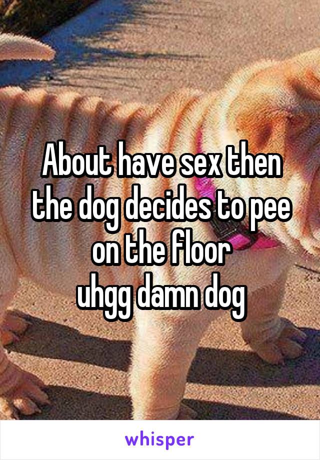 About have sex then the dog decides to pee on the floor
 uhgg damn dog 