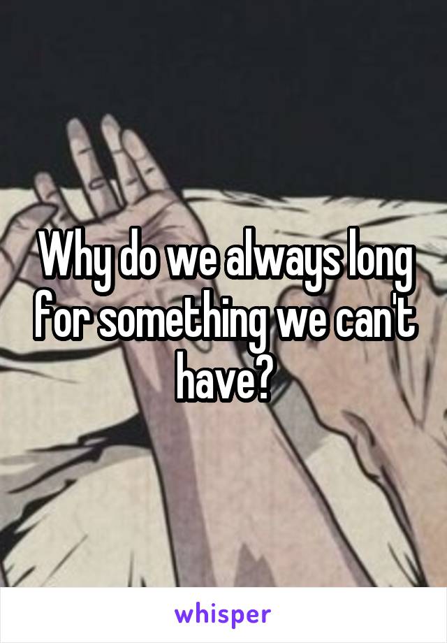 Why do we always long for something we can't have?