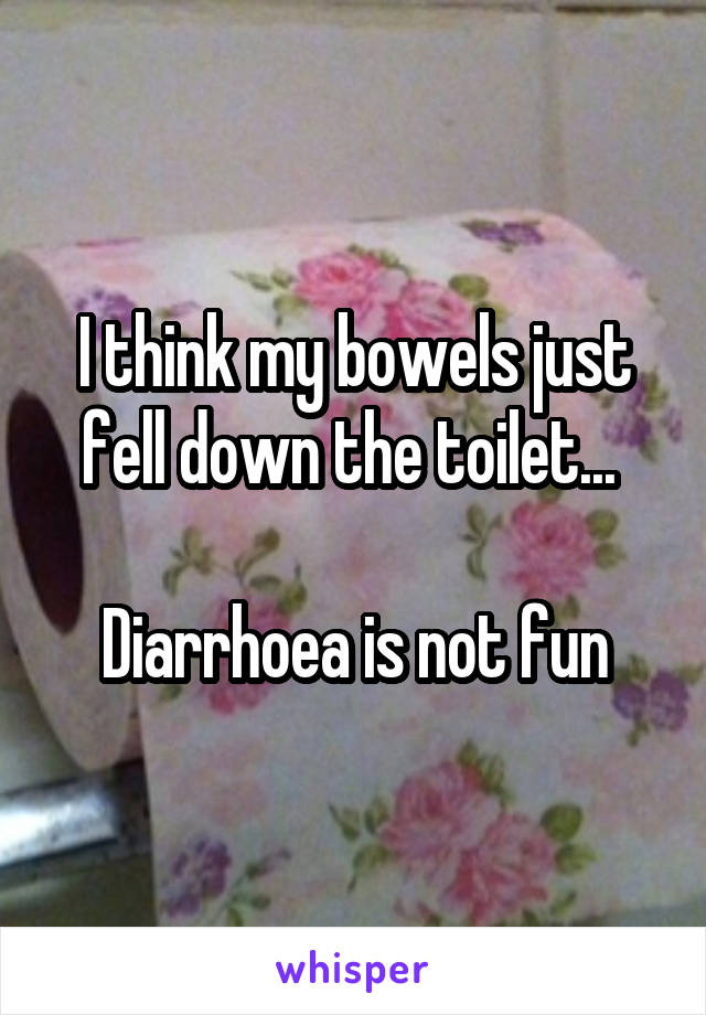 I think my bowels just fell down the toilet... 

Diarrhoea is not fun