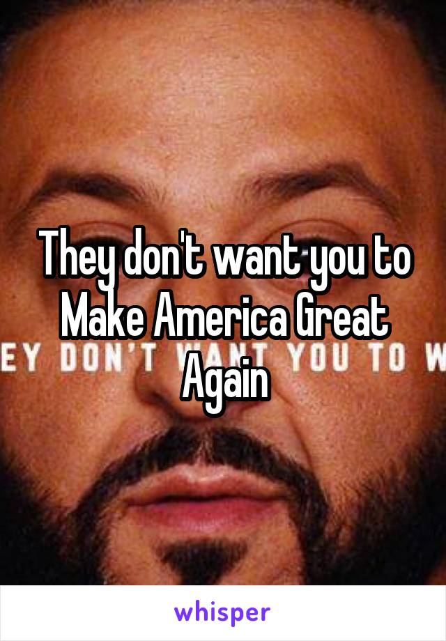 They don't want you to Make America Great Again