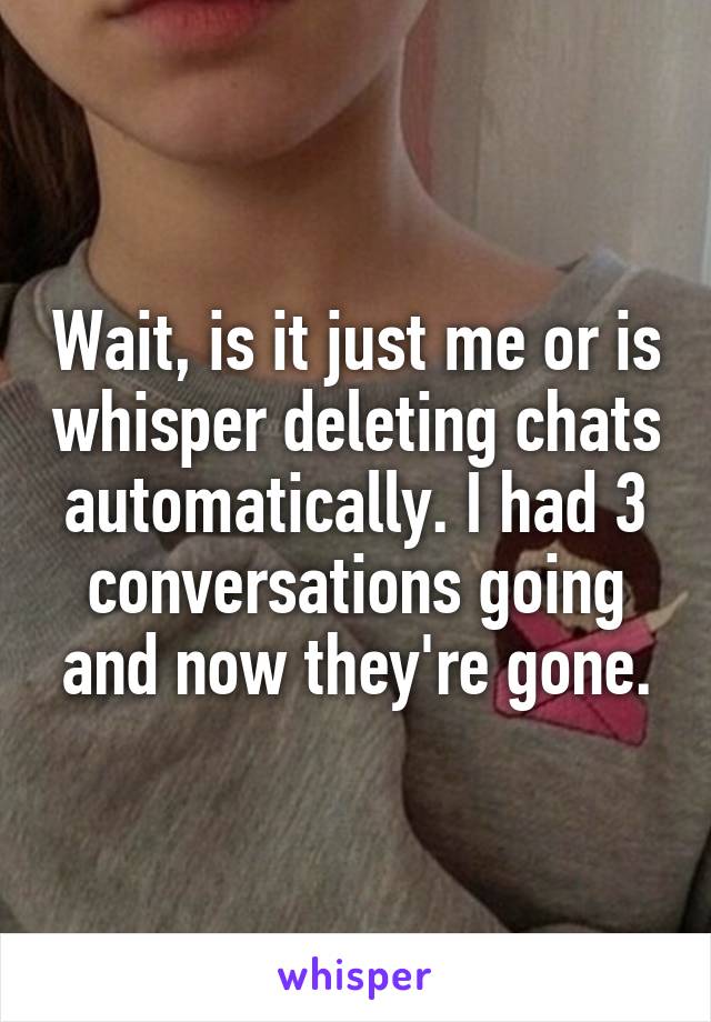 Wait, is it just me or is whisper deleting chats automatically. I had 3 conversations going and now they're gone.