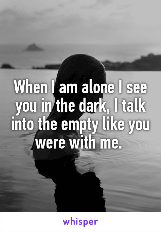 When I am alone I see you in the dark, I talk into the empty like you were with me. 