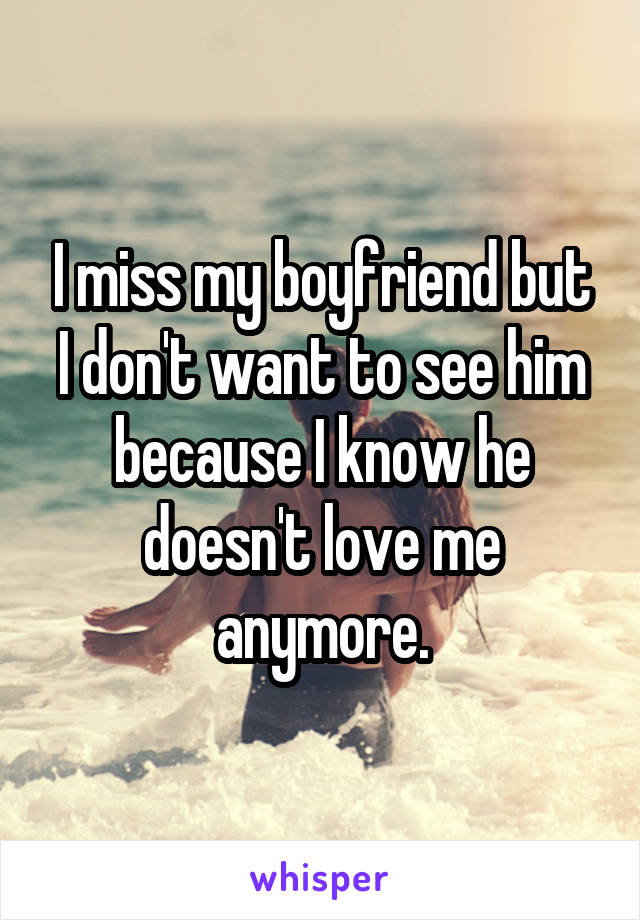 I miss my boyfriend but I don't want to see him because I know he doesn't love me anymore.