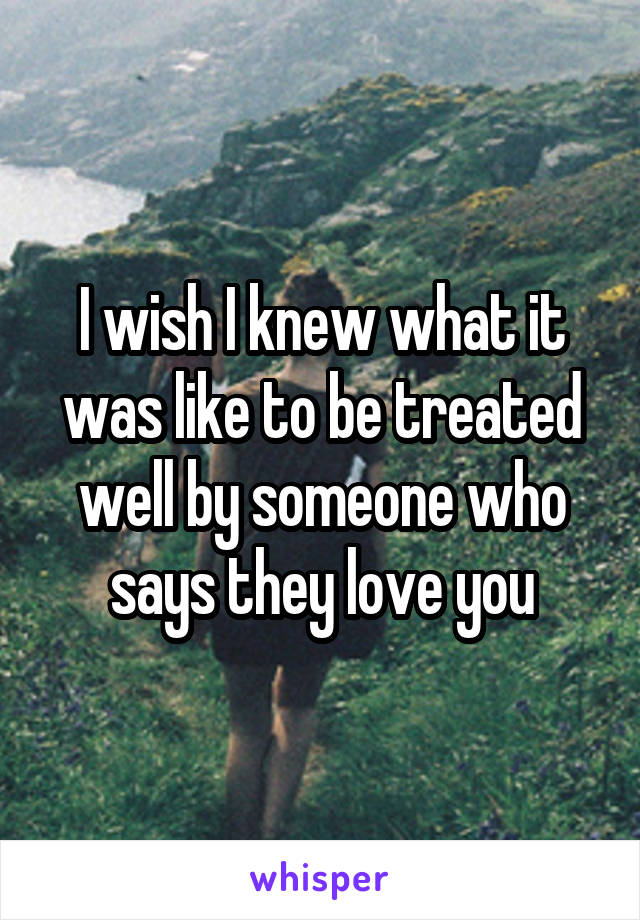 I wish I knew what it was like to be treated well by someone who says they love you