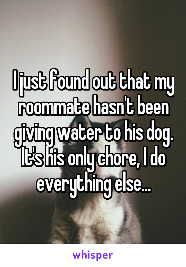 I just found out that my roommate hasn't been giving water to his dog. It's his only chore, I do everything else...