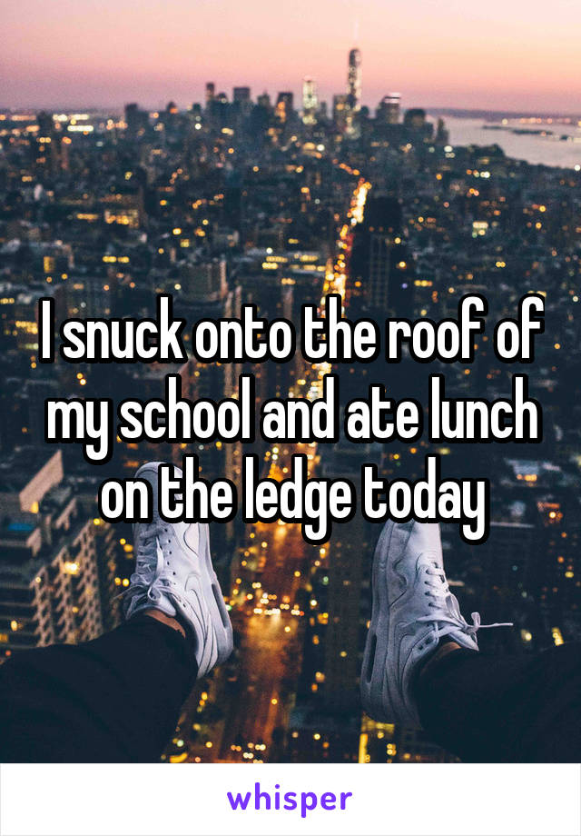 I snuck onto the roof of my school and ate lunch on the ledge today