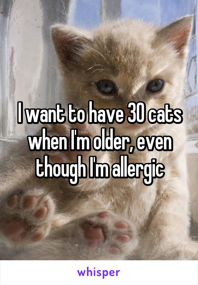 I want to have 30 cats when I'm older, even though I'm allergic