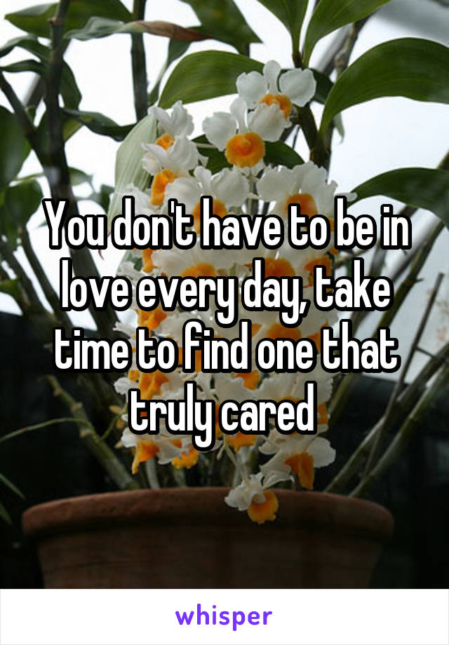 You don't have to be in love every day, take time to find one that truly cared 