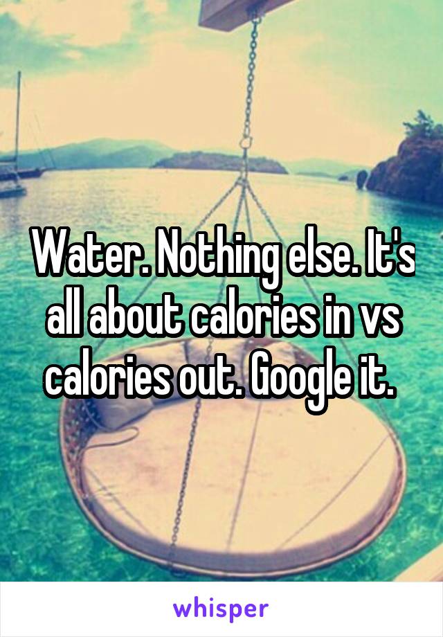 Water. Nothing else. It's all about calories in vs calories out. Google it. 