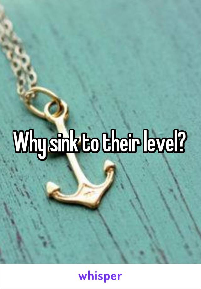 Why sink to their level? 