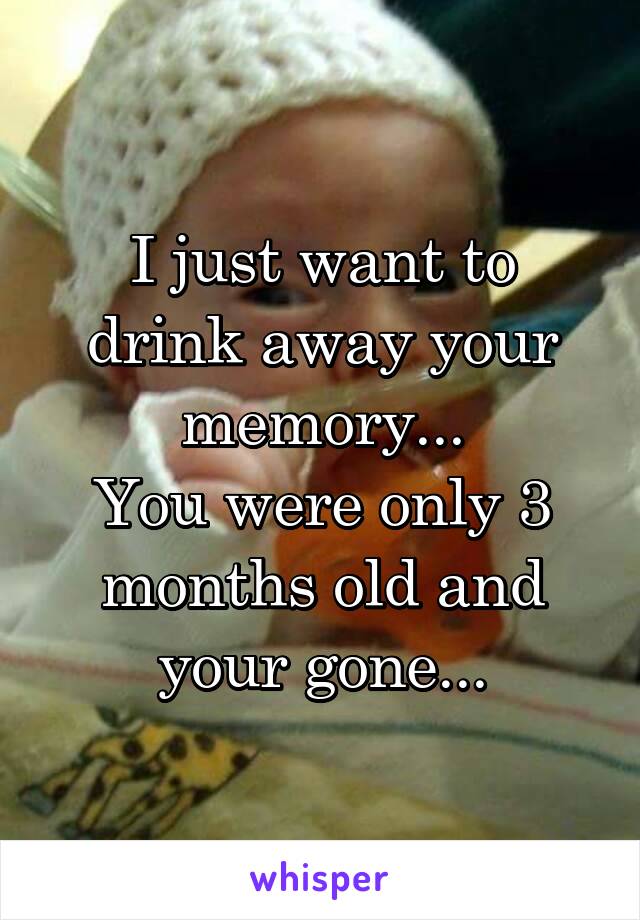 I just want to drink away your memory...
You were only 3 months old and your gone...