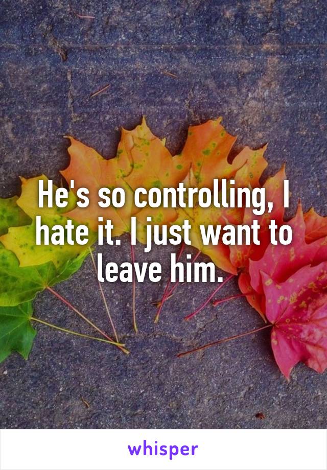 He's so controlling, I hate it. I just want to leave him. 