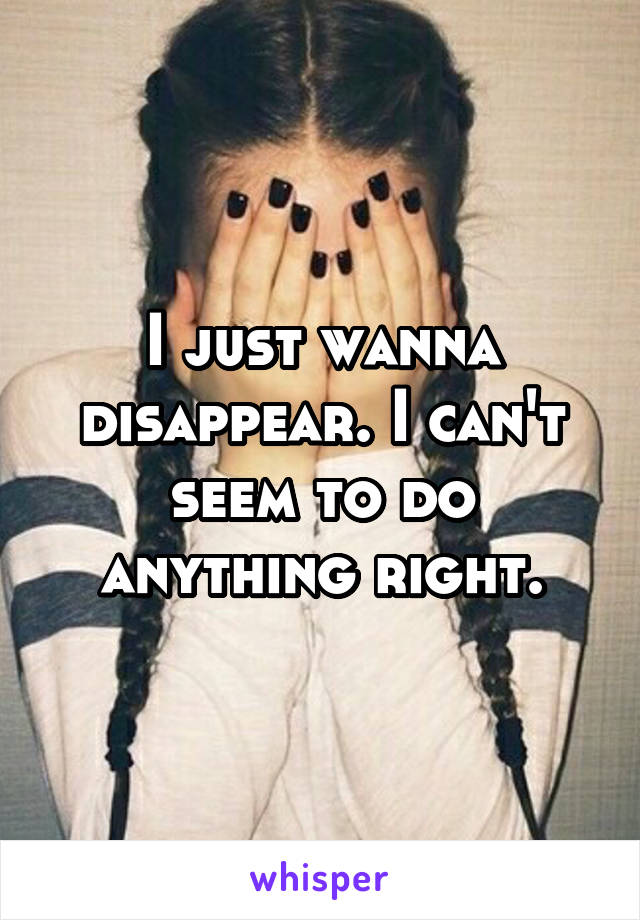 I just wanna disappear. I can't seem to do anything right.