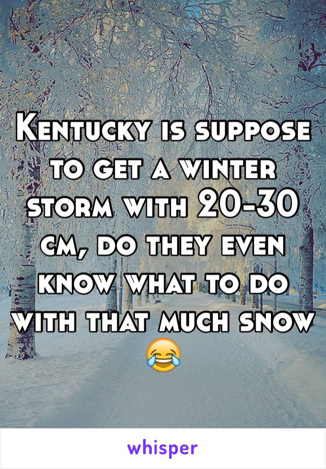 Kentucky is suppose to get a winter storm with 20-30 cm, do they even know what to do with that much snow 😂