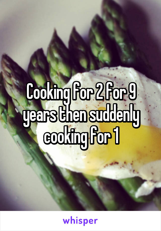Cooking for 2 for 9 years then suddenly cooking for 1
