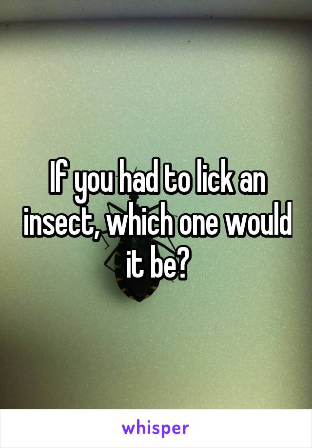 If you had to lick an insect, which one would it be?