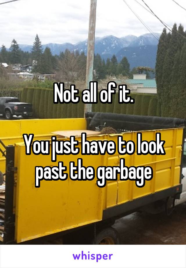 Not all of it.

You just have to look past the garbage