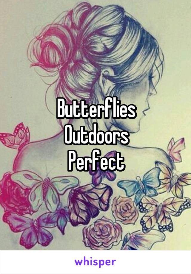 Butterflies
Outdoors
Perfect