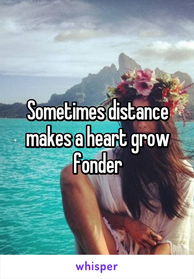 Sometimes distance makes a heart grow fonder