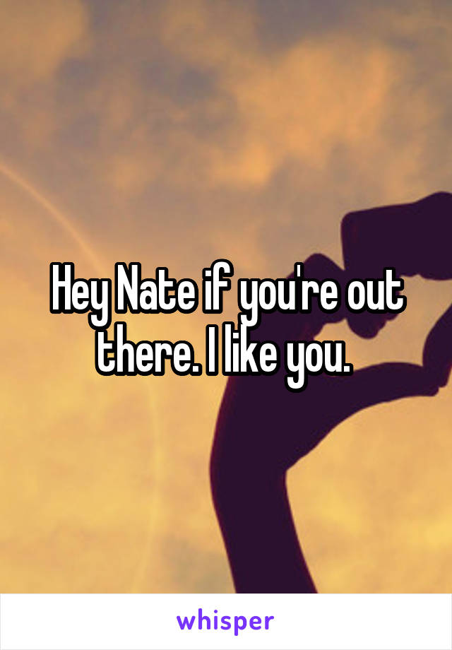 Hey Nate if you're out there. I like you. 