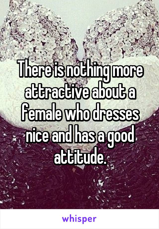 There is nothing more attractive about a female who dresses nice and has a good attitude.