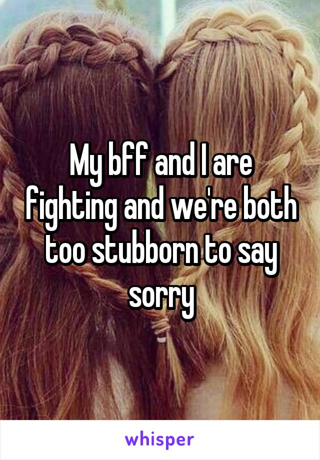 My bff and I are fighting and we're both too stubborn to say sorry