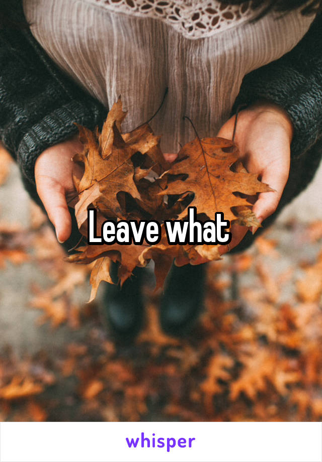 Leave what 