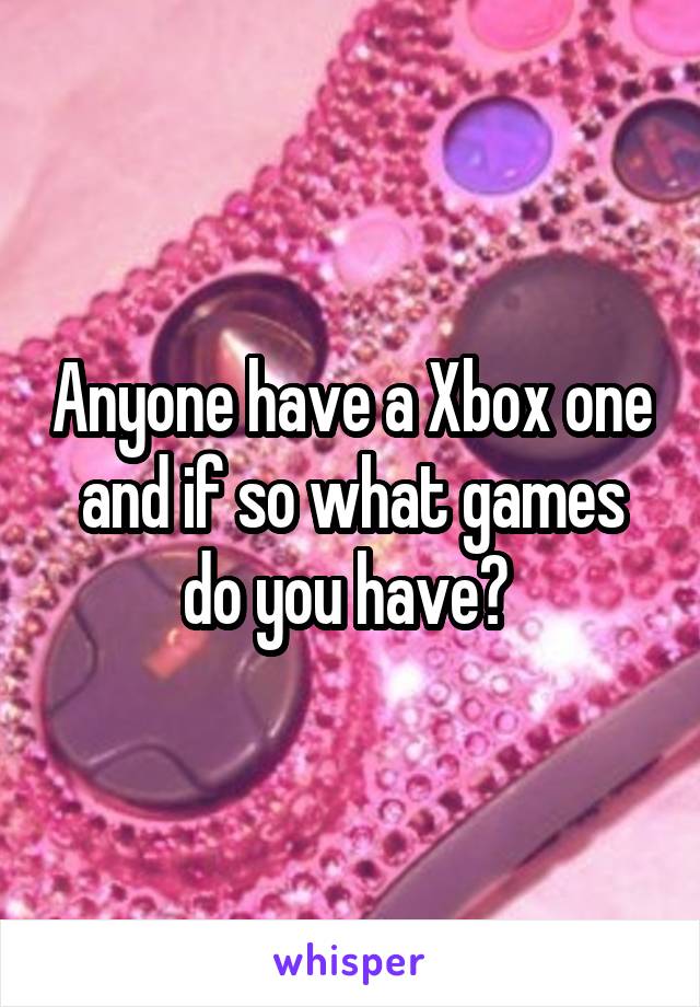 Anyone have a Xbox one and if so what games do you have? 