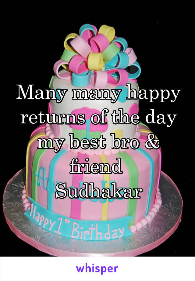 Many many happy returns of the day my best bro & friend 
Sudhakar