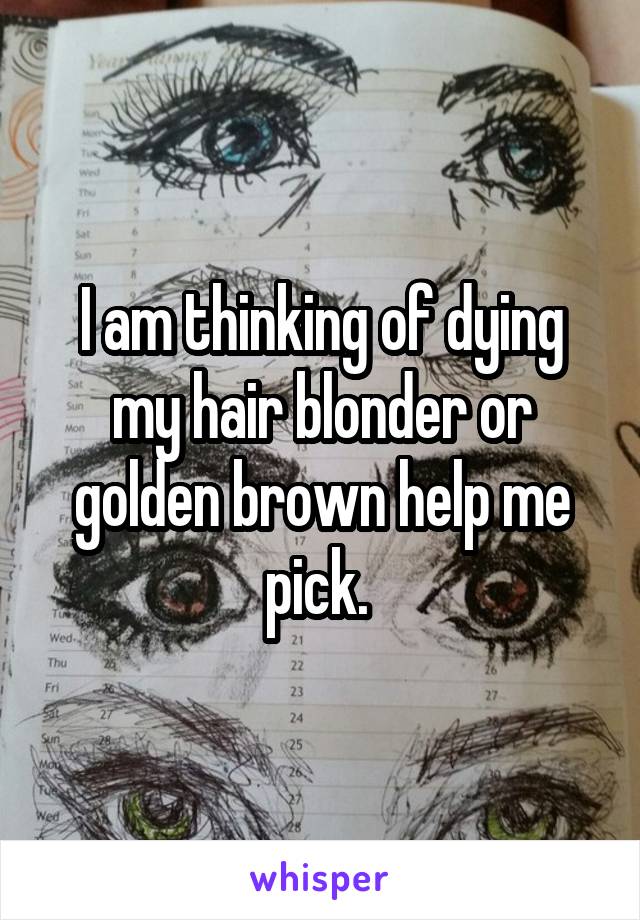 I am thinking of dying my hair blonder or golden brown help me pick. 