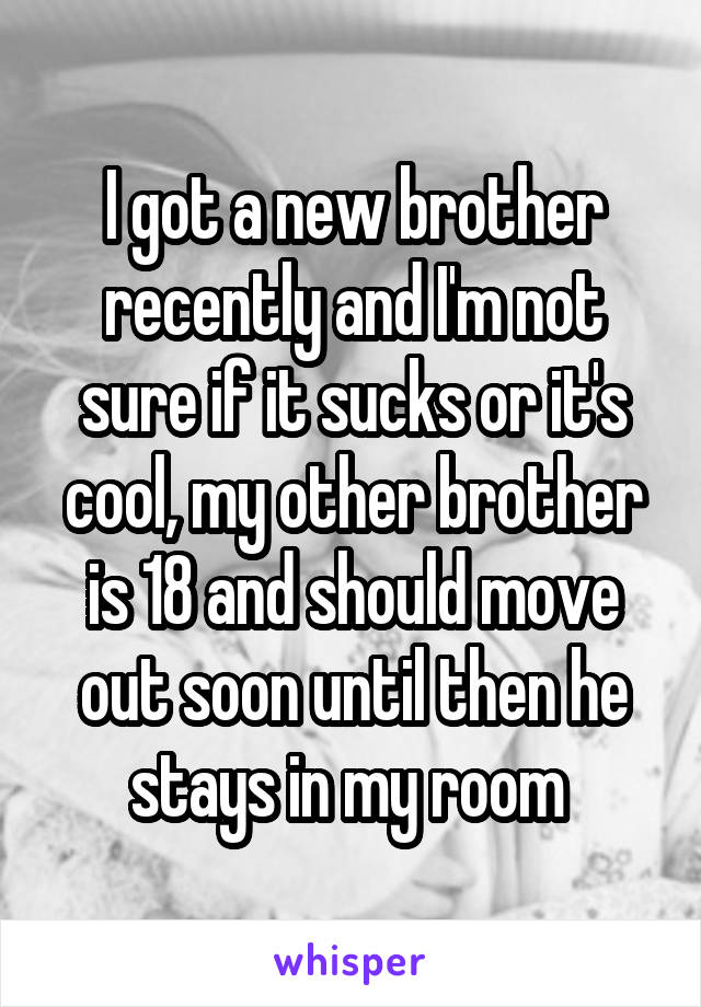 I got a new brother recently and I'm not sure if it sucks or it's cool, my other brother is 18 and should move out soon until then he stays in my room 